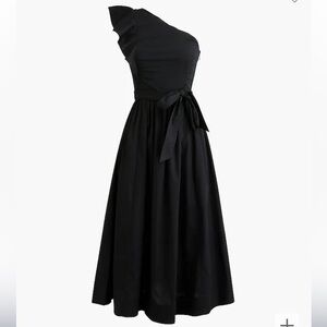 J.Crew Factory One-shoulder midi dress Black size 8P NWT